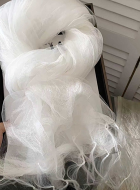 三层蚕丝长条围巾女春夏防晒披肩
