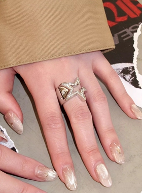 坏天使系列重工星星满钻戒指原创