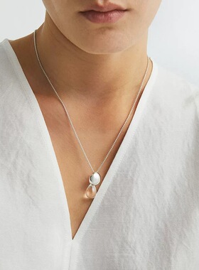 透明白色水晶吊坠水晶水滴型项链