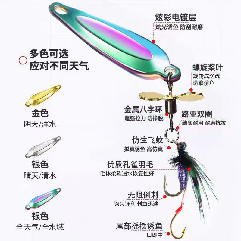 飞蝇钩免助投器仿生路亚饵翘嘴马口微物浮水亮片螺旋桨改装毒蚊钩,淘宝优惠券,粉丝福利购,淘宝优惠卷