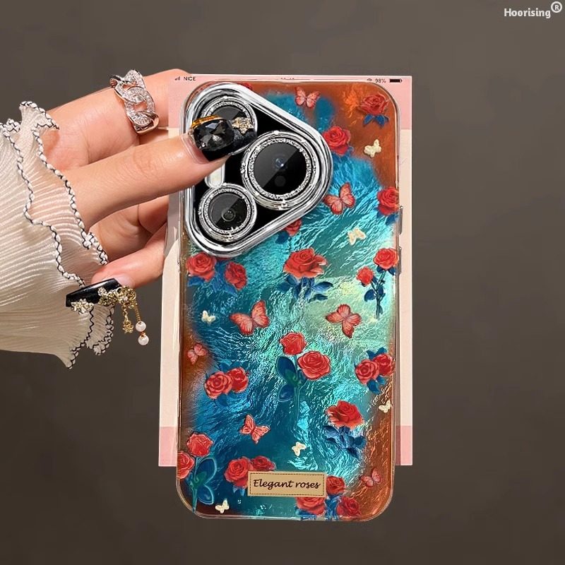 适用华为pura80pro+手机壳新款蓝棕渐变p70ultra复古蝴蝶玫瑰mate70镜头膜P60少女心50冰川纹40/30全包防摔潮,淘宝优惠券,粉丝福利购,淘宝优惠卷