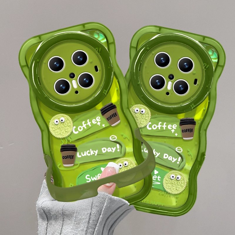 适用华为mate70pro手机壳新女款pura80可爱p60隐形双支架mate50硅胶荣耀400/300咖啡抹茶nova14/13全包保护套 - 图2