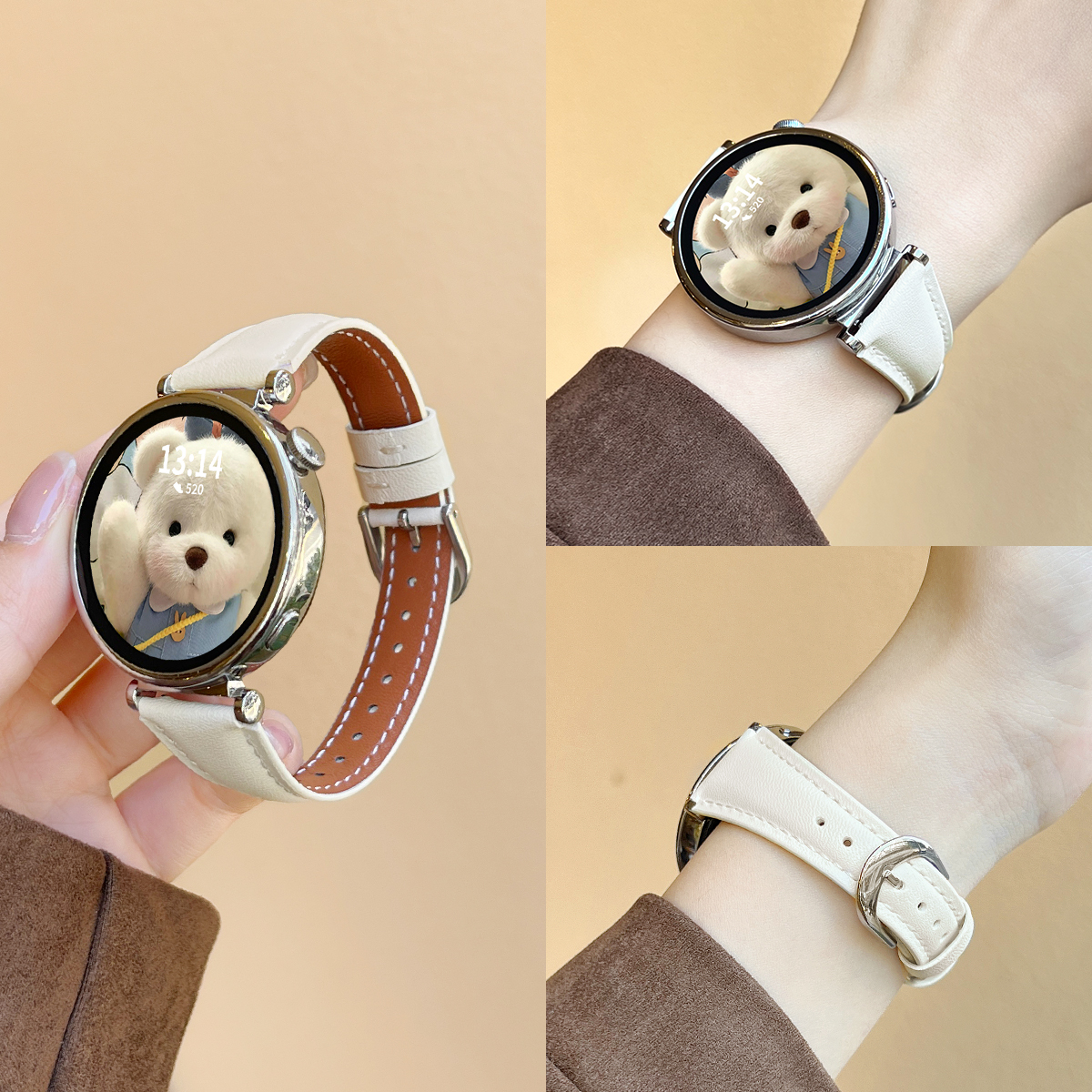 适用oppo watch x2mini手表带高级感秋冬真皮系列oppo watch s智能运动手环一加手表2女士腕带4pro时尚手表链 - 图3