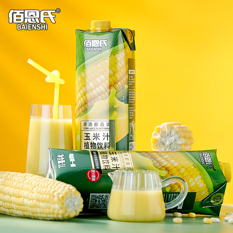 佰恩氏水果玉米汁果汁谷物饮料早餐饮品大瓶1L*1瓶非转基因,淘宝优惠券,粉丝福利购,淘宝优惠卷