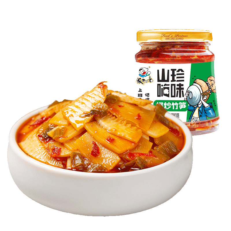 饭扫光下饭菜爆炒香菌竹笋金针菇四川泡菜榨菜开味咸菜拌饭酱