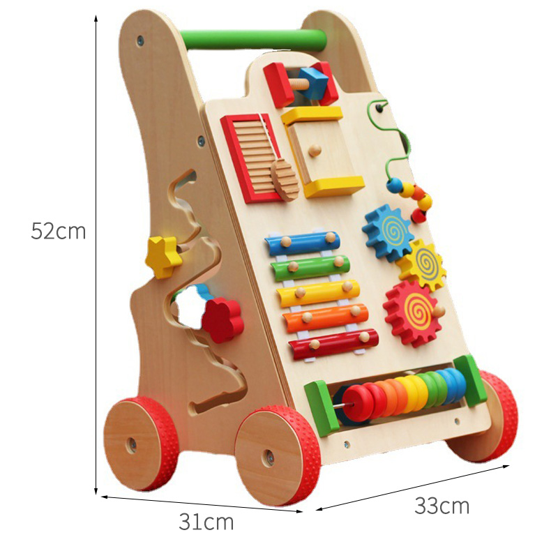 宝宝婴儿儿童走路学步神器推车多功能手推车购物车木头木制玩具 - 图1