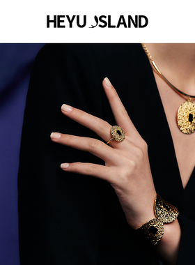 HEYUISLAND/黑鱼岛圆形黑钻戒指