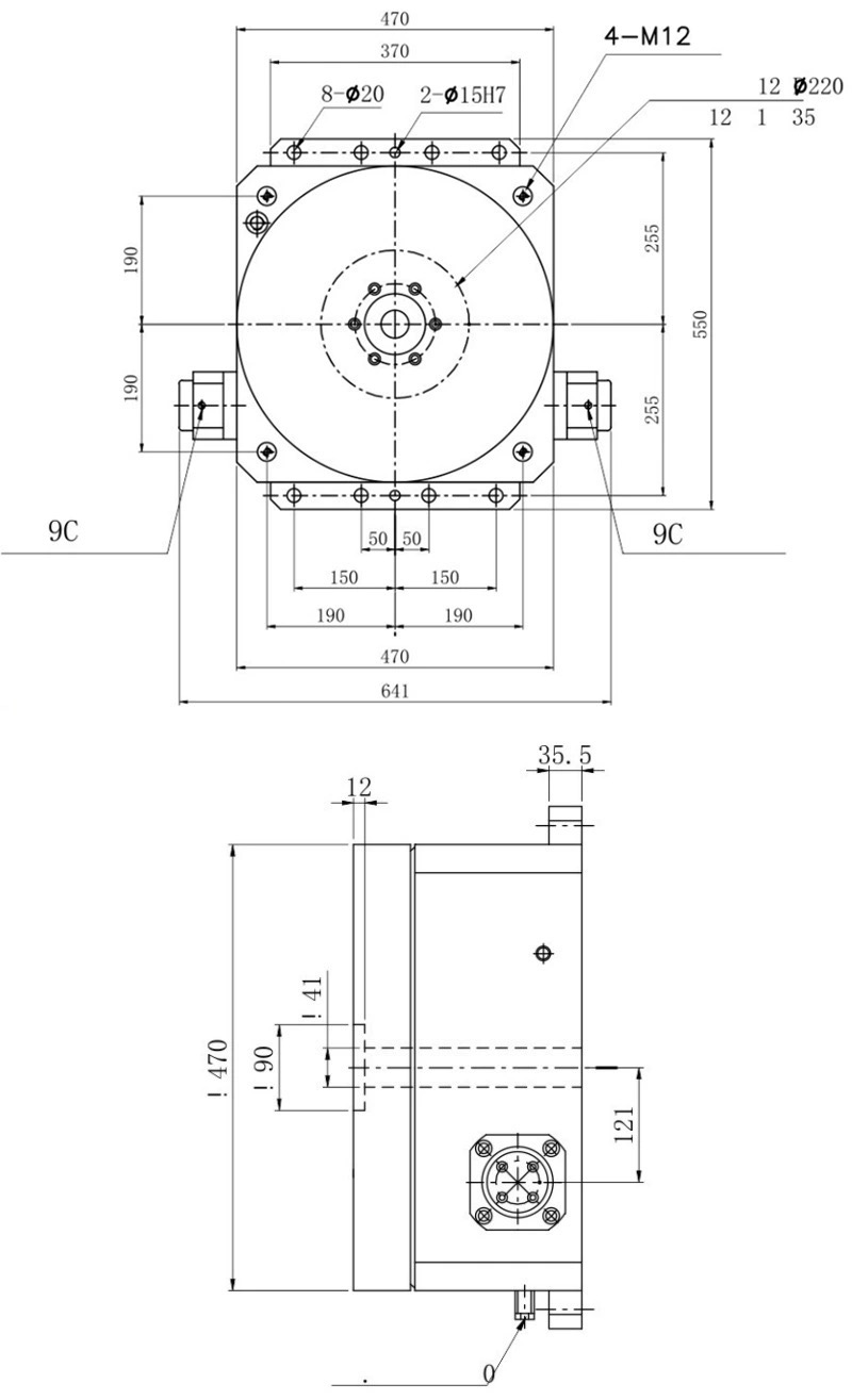 高精密油压分度盘锁紧耐用工作台HCT-470卧式高压油压齿式旋转台 - 图2