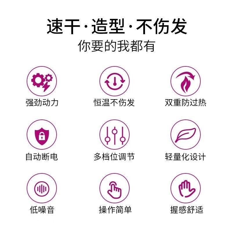 康夫吹风机网红款5139锤子电吹风酒店用大功率静音负离子家用学生,淘宝优惠券,粉丝福利购,淘宝优惠卷