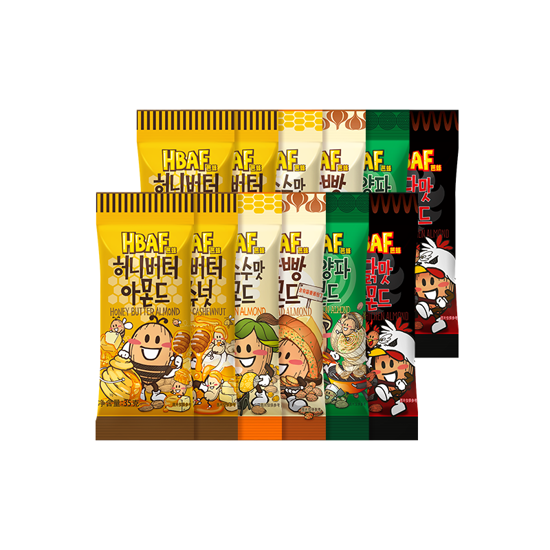 HBAF芭蜂蜂蜜黄油巴旦木混合坚果腰果芥末大杏仁儿童休闲零食小吃