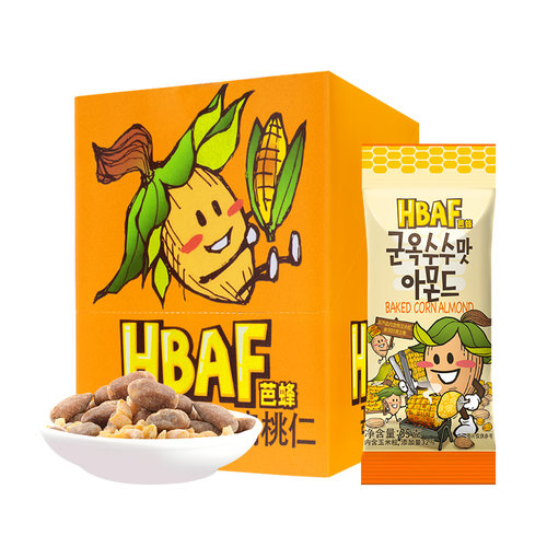 hbaf芭蜂烤玉米味扁桃仁韩国进口网红非油炸混合坚果休闲零食杏仁 - 图3