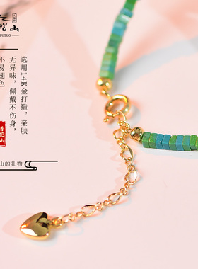 普陀山天然绿松石正品手链