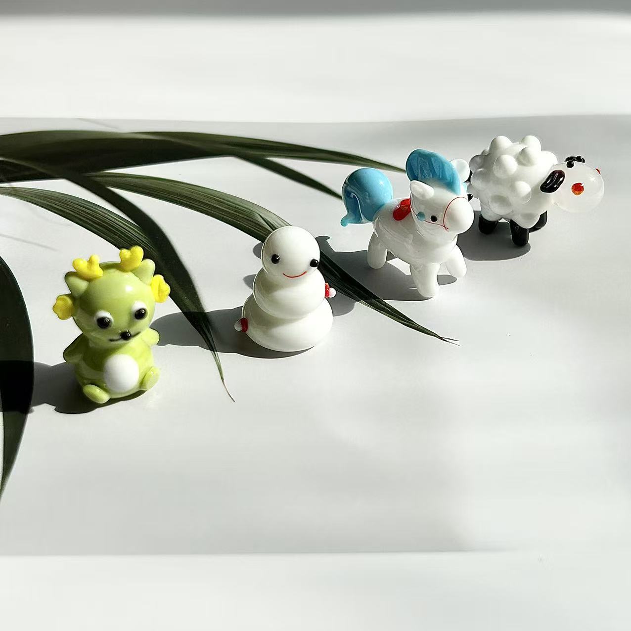 手工萌趣琉璃十二生肖小摆件可爱精致桌面装饰玻璃工艺品生日礼物 - 图1