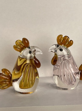 琉璃手工琉璃咕咕母鸡车载摆件家居装饰摆件小兔子猫头鹰小动物