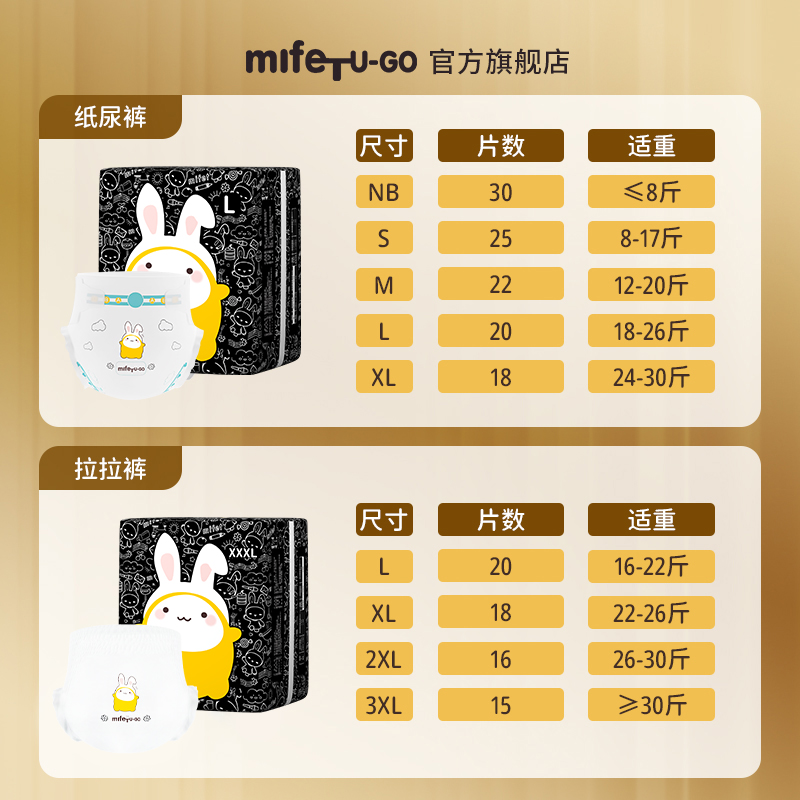 婴儿训练裤尿不湿超薄透气纸尿裤拉拉裤成长裤mifeTUGO旗舰店