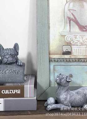 新款直销跨境热款仿真狗欧美式田园风家居客厅桌面装饰品可爱写实