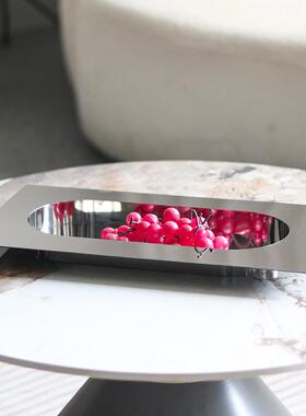 新款直销现代创意不锈钢干果零食水果盘碟轻奢风客厅茶几家居桌面