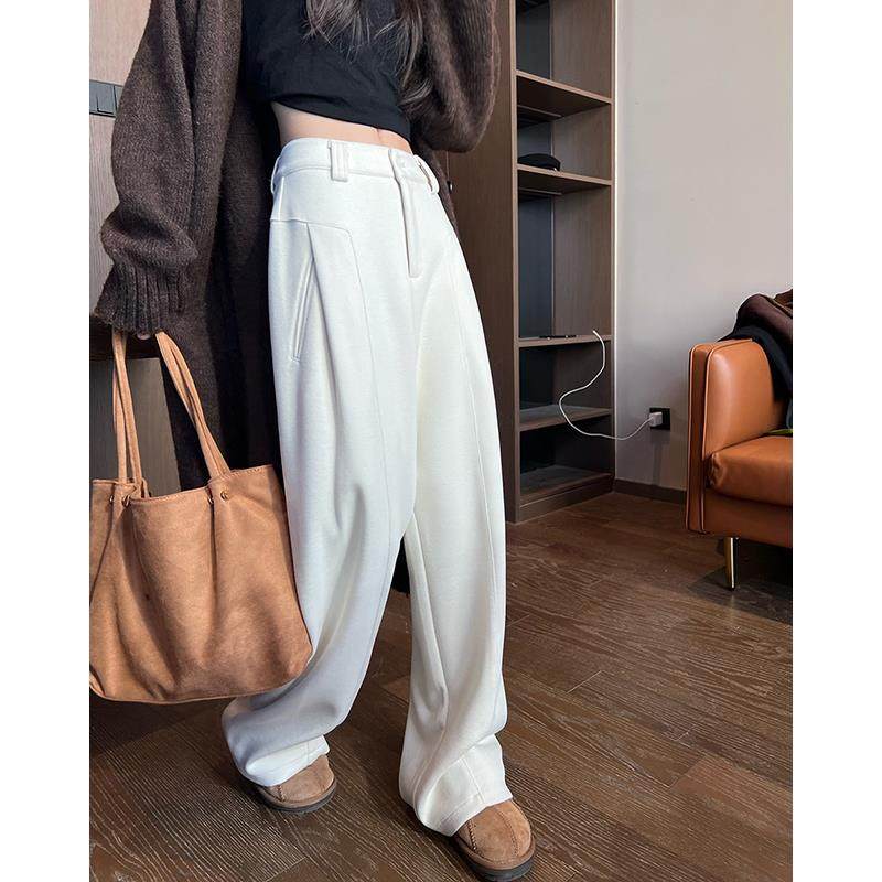 白色加绒西装阔腿裤女秋冬款季羊毛香蕉镰刀裤高腰垂感休闲 直筒,淘宝优惠券,粉丝福利购,淘宝优惠卷