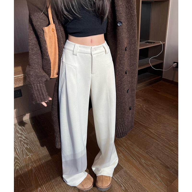 白色加绒西装阔腿裤女秋冬款季羊毛香蕉镰刀裤高腰垂感休闲 直筒,淘宝优惠券,粉丝福利购,淘宝优惠卷