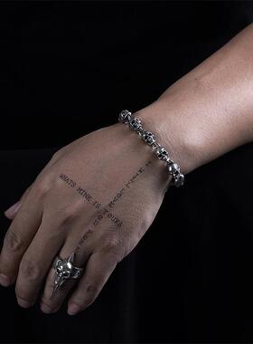 美式加伯风手工机车手串潮流男女款骷髅头复古朋克手链