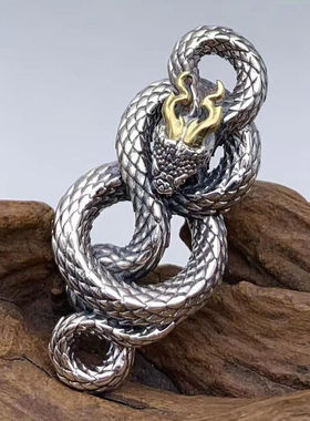 纯银男士项链潮牌百搭个性复古龙吊坠小众设计感霸气嘻哈配饰帅气