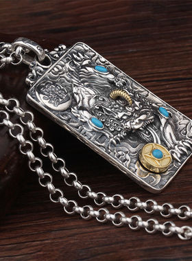 925银吊坠男貔貅招财时来运转复古霸气小众个性潮男项链单身挂坠