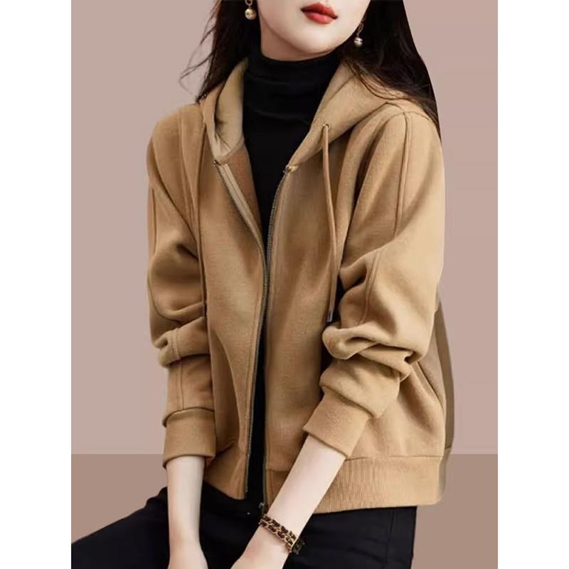 品牌高端女装2025年新款冬季时尚气质休闲连帽卫衣开衫拉链短外套 - 图0