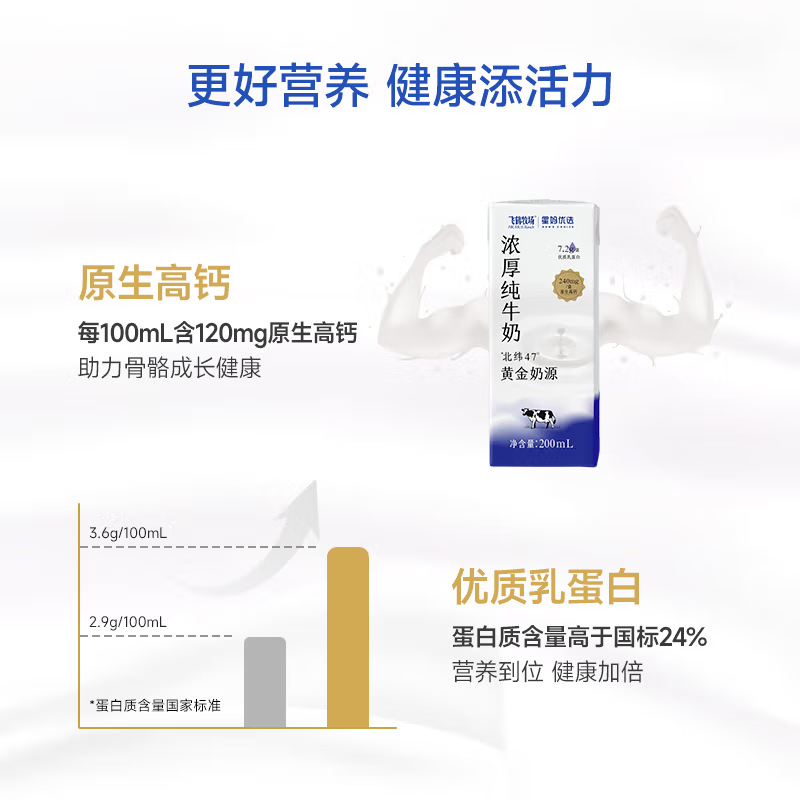 飞鹤牧场浓厚纯牛奶200ml*20整箱全脂高钙儿童奶早餐春节年货礼盒
