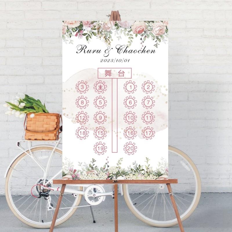 定制婚礼席位图订婚宴海报宴会宾客名单设计迎宾牌座次表桌卡路引 - 图2
