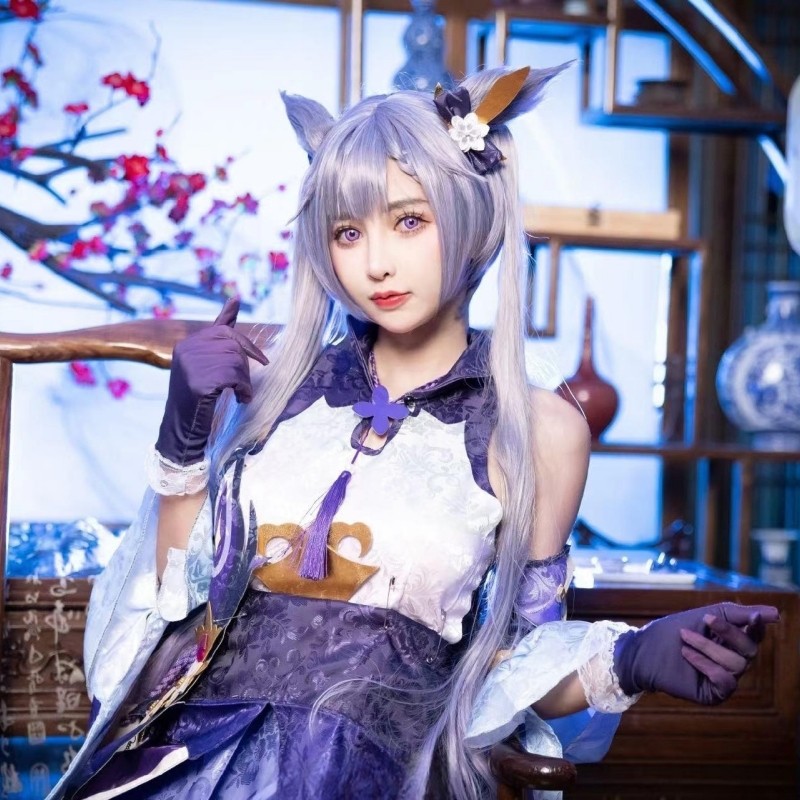 原神cos服刻晴c服璃月七星全套游戏可爱风 cosplay服装假发现货 - 图2