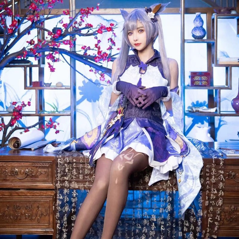 原神cos服刻晴c服璃月七星全套游戏可爱风 cosplay服装假发现货 - 图1