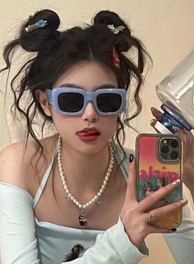 LESCA夏季浅蓝大框太阳镜女