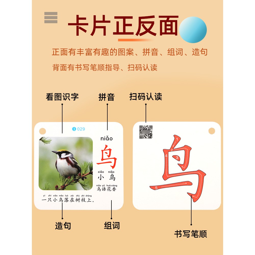 儿童认字识字卡片启蒙早教幼儿园宝宝学龄前象形看图汉字神器全套 - 图1