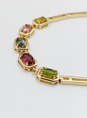 18K金工艺S925天然碧玺手链＆本店产品均为天然宝石支持复检