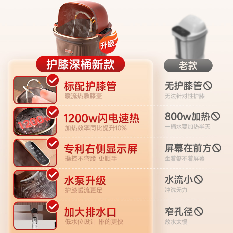 星步泡脚桶高深过小腿恒温加热足浴盆家用电动按摩桶膝盖熏蒸热浴