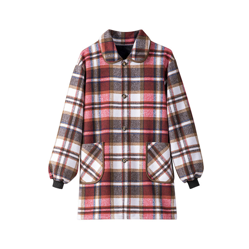 时尚格子加绒保暖正穿罩衣长袖围裙加厚外套工厂上班干活工作服女,淘宝优惠券,粉丝福利购,淘宝优惠卷