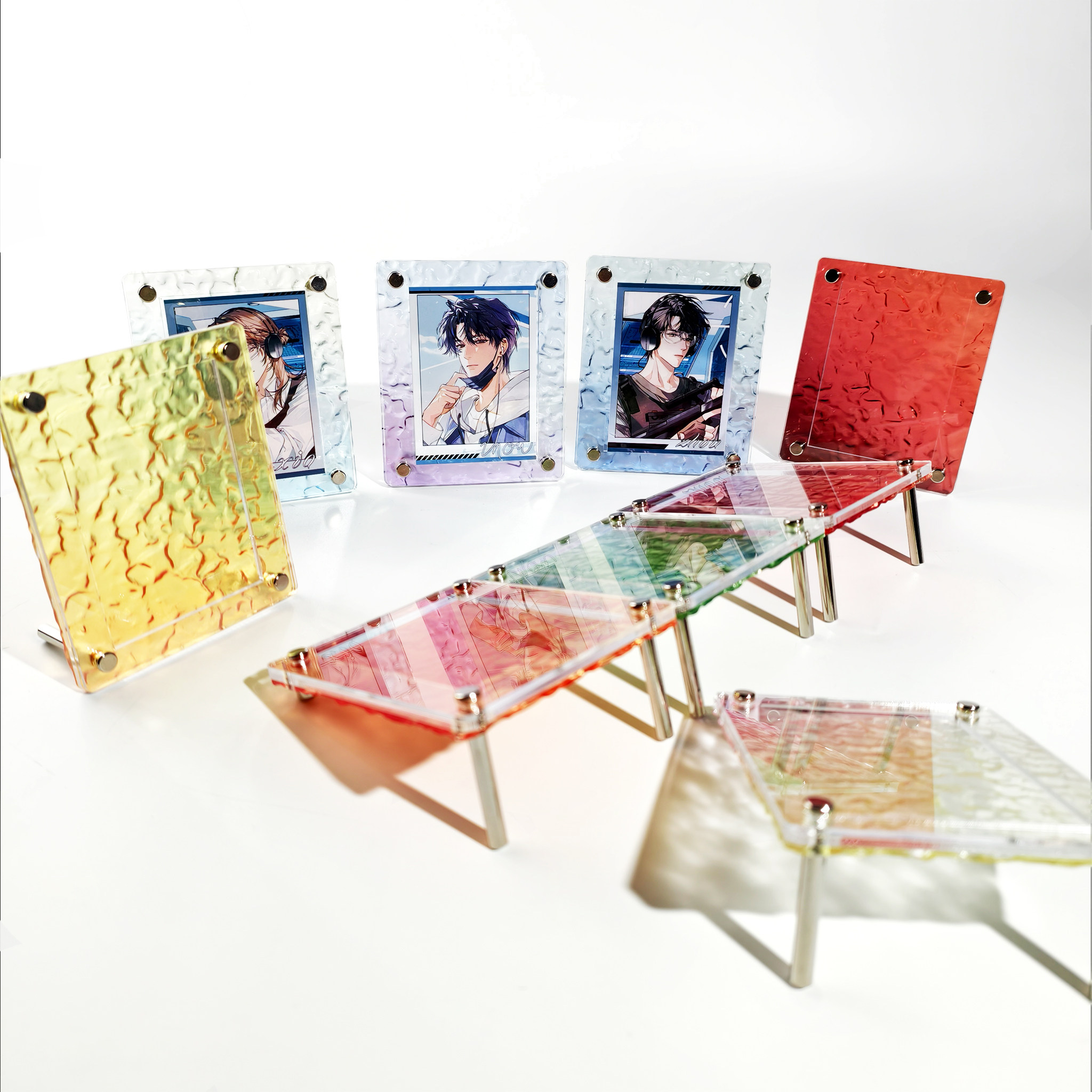 亚克力水波纹卡框3寸渐变高透双联小卡拍立得相框谷美卡套展示架,淘宝优惠券,粉丝福利购,淘宝优惠卷