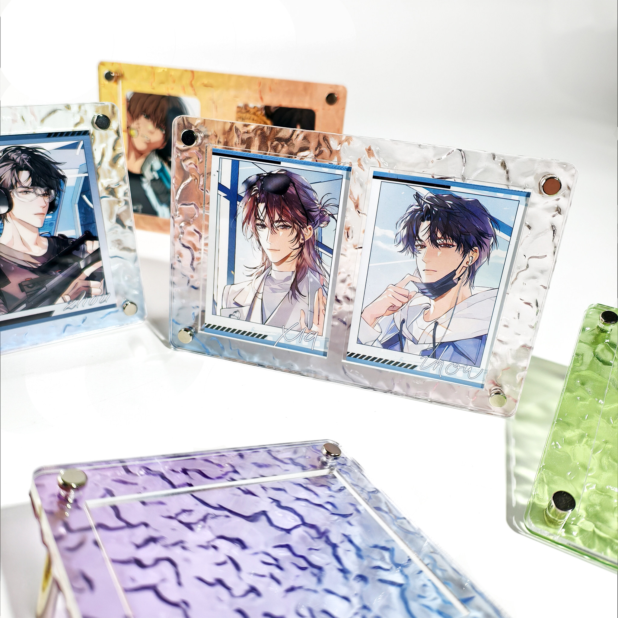 亚克力水波纹卡框3寸渐变高透双联小卡拍立得相框谷美卡套展示架,淘宝优惠券,粉丝福利购,淘宝优惠卷