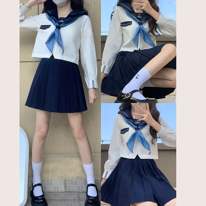 绀澜附中原创正版JK制服女水手服秋冬长袖套装日系学院风班服校服 - 图1