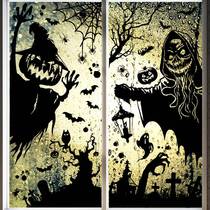 Large number Skull skull head Pumpkin Halloween Sticker Witch Devil Bat Static patch Halloween Decorative Party Supplies