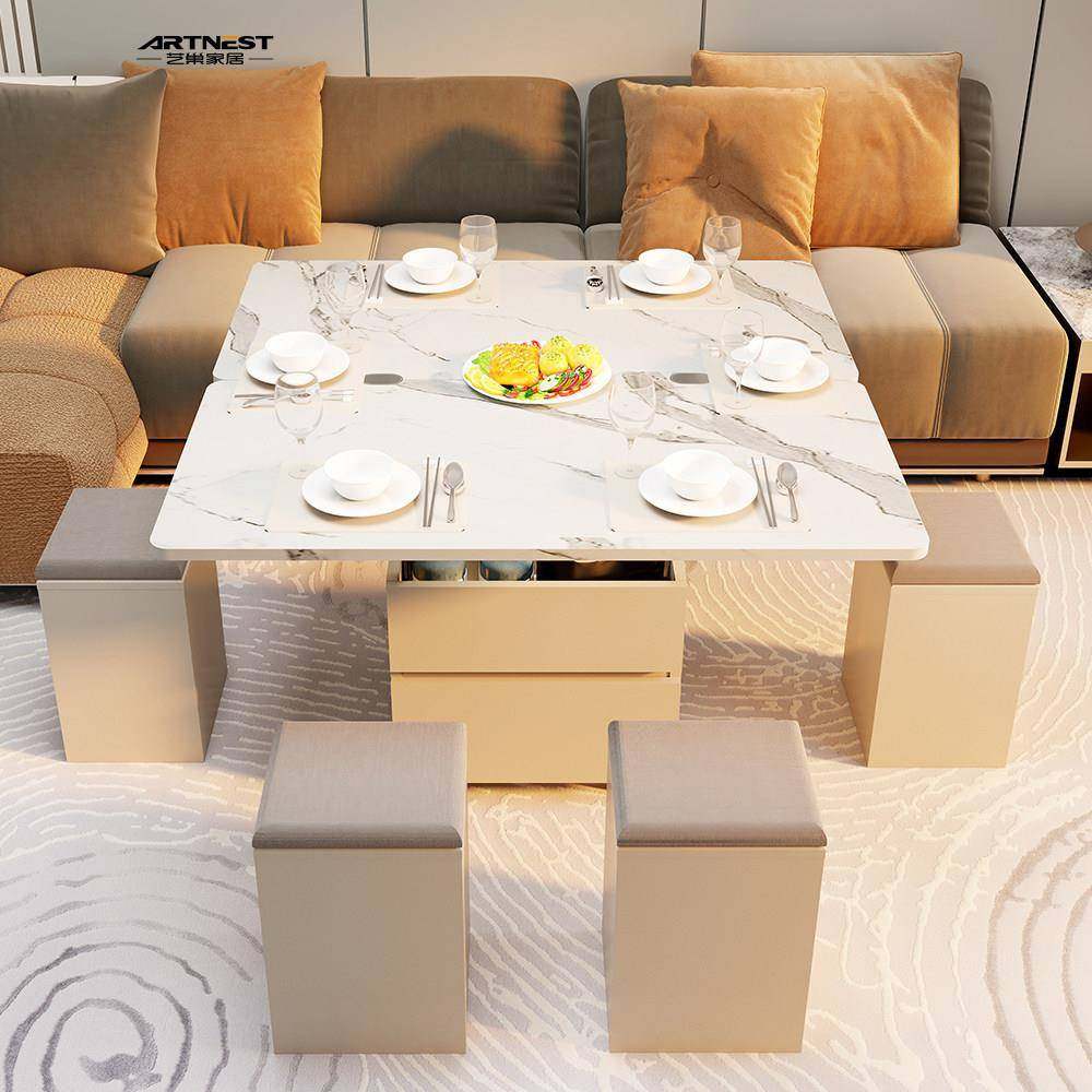 实木可户移动升降茶几带凳子用两一小型客餐厅多功能可折叠体餐桌,淘宝优惠券,粉丝福利购,淘宝优惠卷