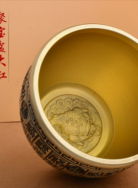 黄铜米缸聚财带盖大小号百福水缸办公室桌面聚宝盆客厅招财缸摆件