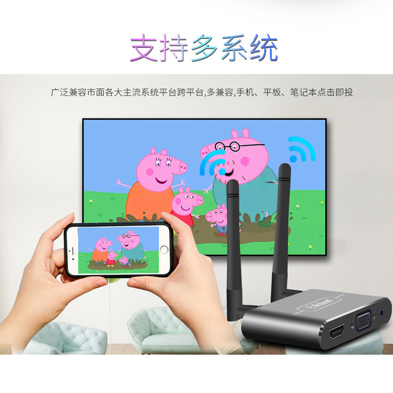 双WiFi手机平板电脑投屏器连电视4K高清视频横竖屏同屏电视投影仪