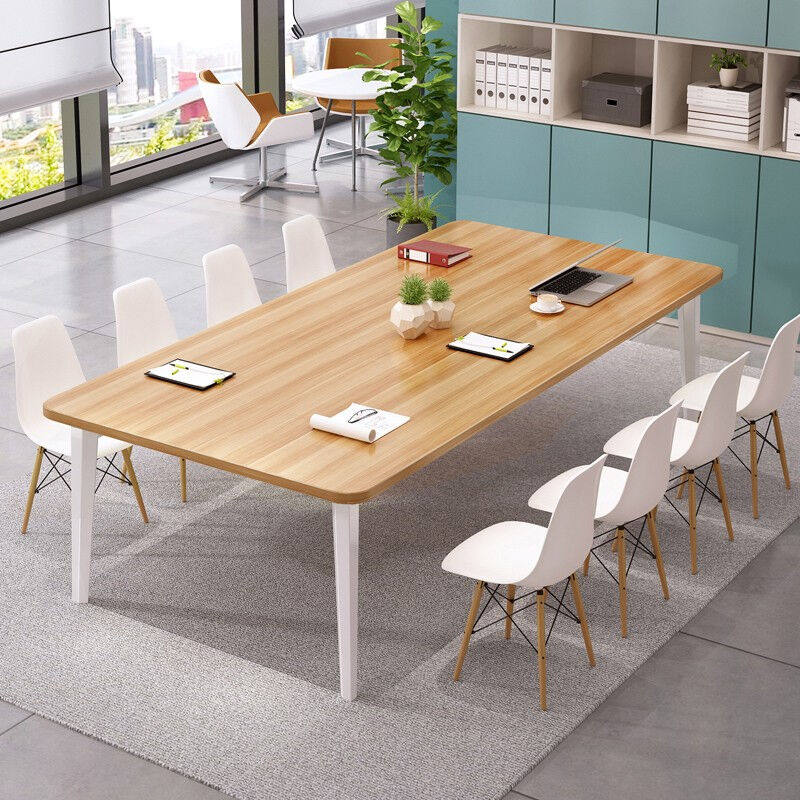 培训桌椅会议桌长桌椅组合办公大板桌洽谈桌椅办公大桌子浅胡桃色