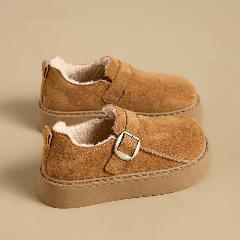 2025新款加绒勃肯鞋女厚底保暖一脚蹬休闲皮带扣棉鞋增高雪地女靴,淘宝优惠券,粉丝福利购,淘宝优惠卷