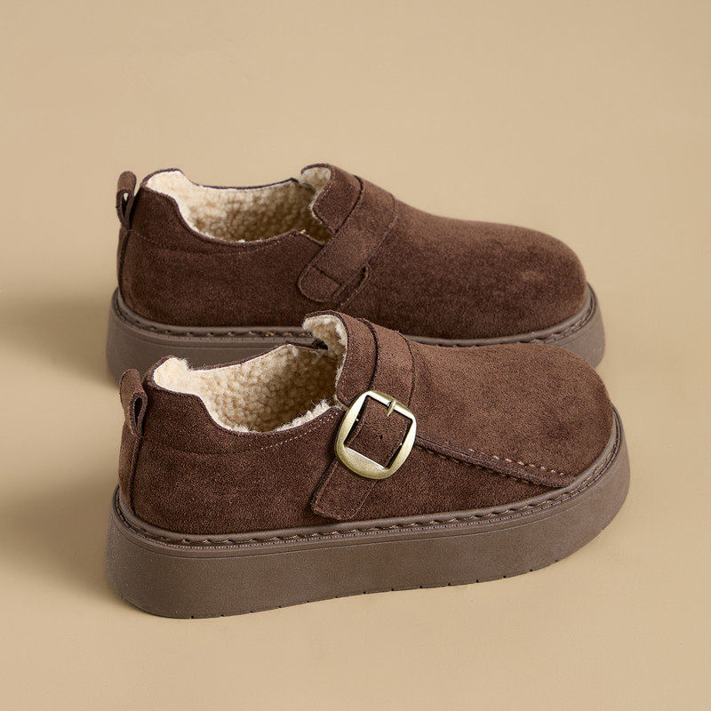 2025新款加绒勃肯鞋女厚底保暖一脚蹬休闲皮带扣棉鞋增高雪地女靴,淘宝优惠券,粉丝福利购,淘宝优惠卷