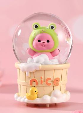 新款直销爆款小号水晶球带灯摆件发光海狸桌面迷你装饰品学生儿童