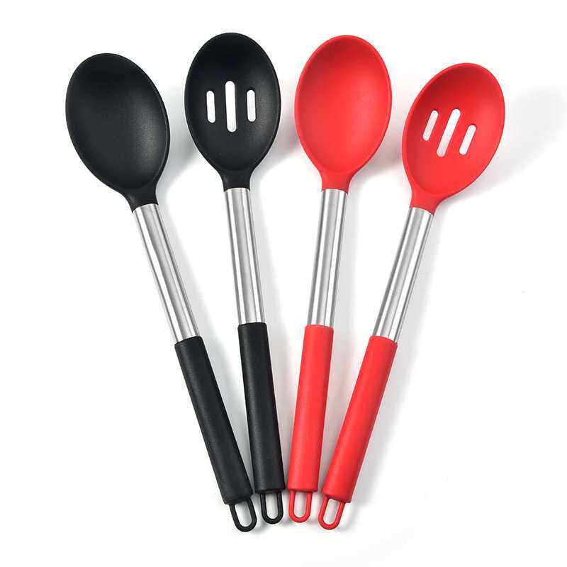 新款直销线尾硅胶厨房烹饪用具漏更密更沙拉勺烘焙搅拌不粘锅厨具,淘宝优惠券,粉丝福利购,淘宝优惠卷