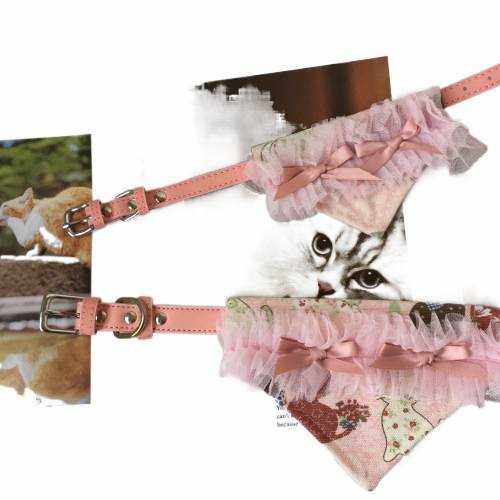 新款直销猫咪粉色宠物狗狗碎花三角巾围领口水巾公主蕾丝花边牵引,淘宝优惠券,粉丝福利购,淘宝优惠卷