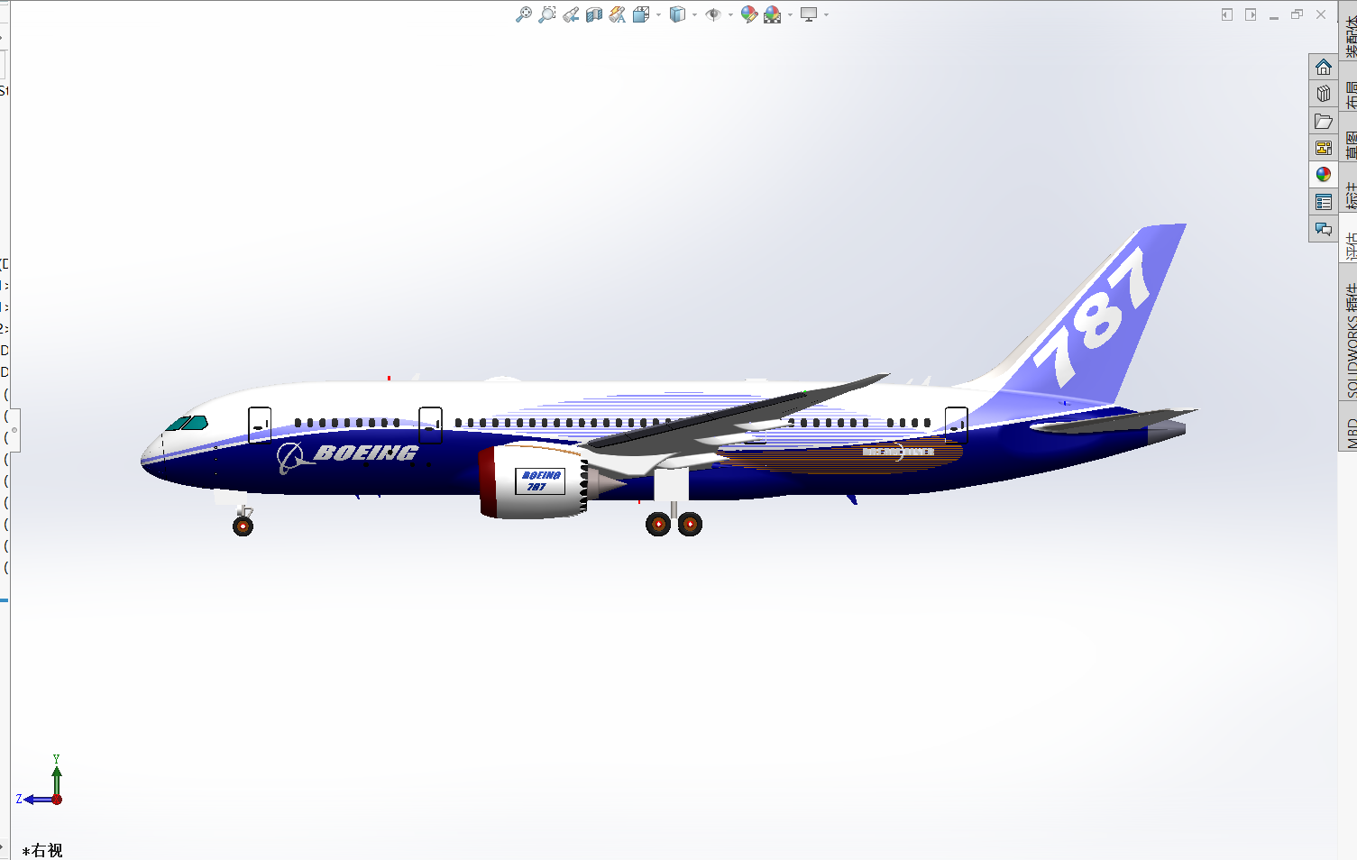 波音787飞机客机三维模型3D数模图纸Solidworks STEP STL - 图1